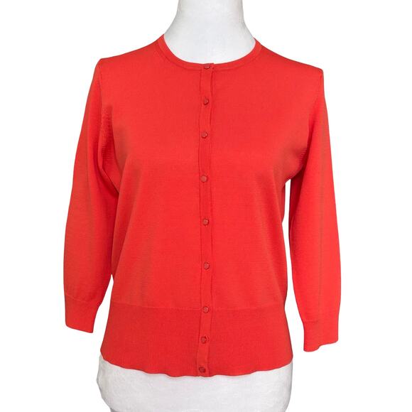 NWT Ann Taylor Women’s Orange Cardigan Small Y2K Preppy Career Office Siren Fall - Picture 1 of 4